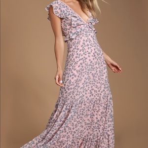 Lulus Dress - Floral Print Maxi Ruffled Dress M